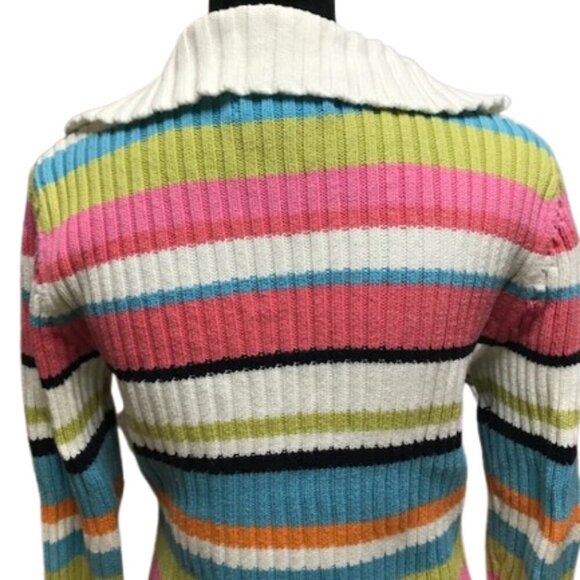 Vintage Tommy Hilfiger Ribbed Striped Sweater Medium Preppy Y2K Retro Pullo - Picture 7 of 10